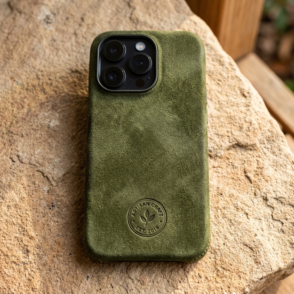 Funda de Piel Nobuk Verde Oliva Gamuzada