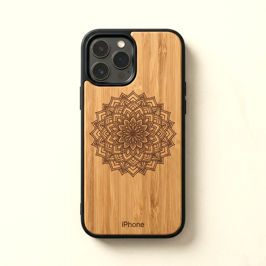 Funda Roble Natural Grabado Mandala